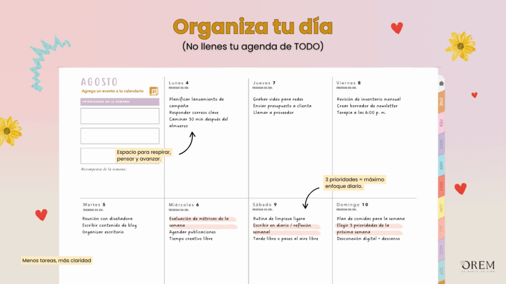 organiza tu día con las agendas planifesting