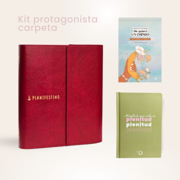 Set de organización Kit Manifestadora Carpeta que incluye agenda 2026 carpeta, libreta para notas y libro de más de 500 stickers.
