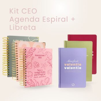 Kit CEO 2026 con agenda espiral 2026 del color de tu preferencia y libreta de notas del color de tu preferencia